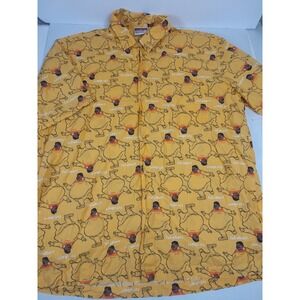 Vtg 90s Y2K Platinum Fubu Sz L Fat Albert Aop Button Up Shirt Yellow